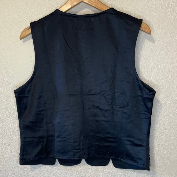 VTG TanTrums Whimsy Goth Striped Embroidered Metallic Button Up Cotton Vest Med - Picture 2 of 10